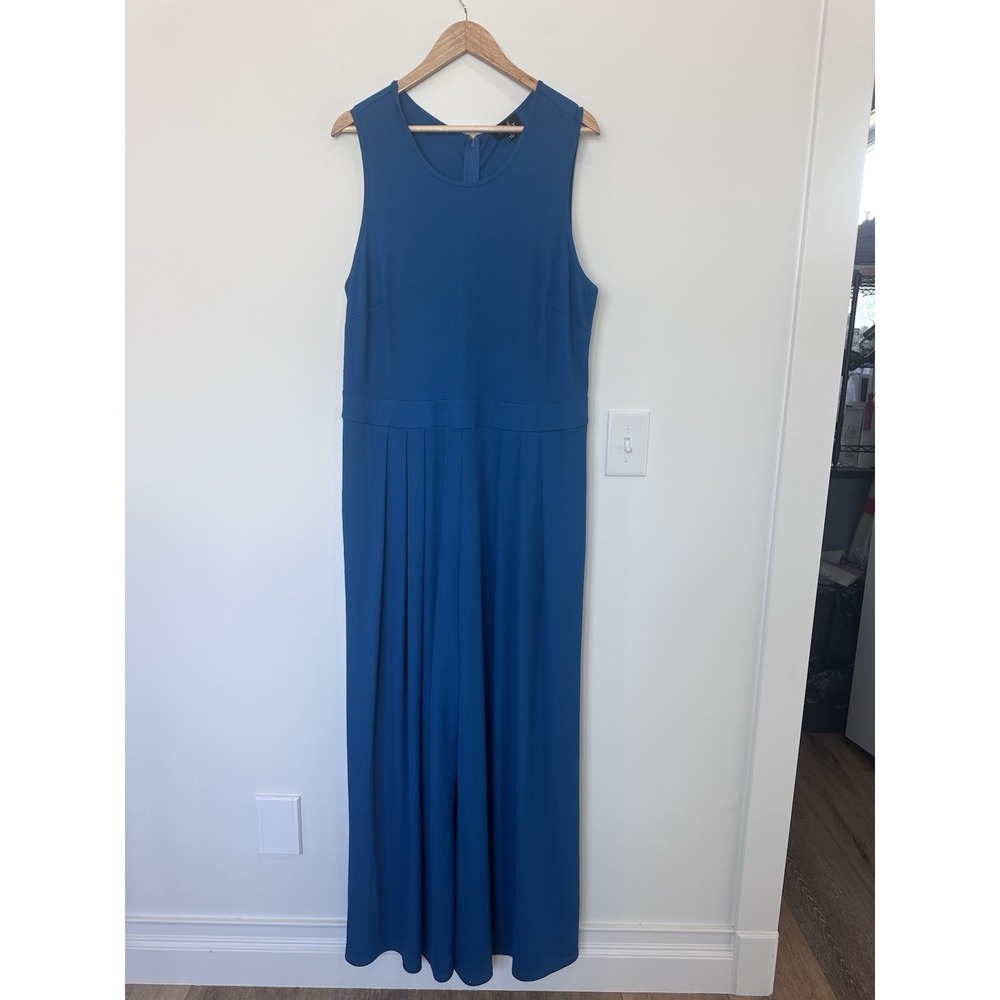ModX Womens 1X Blue Sleeveless Ribbed Jumper Pleated Wide Leg Pants Outfit